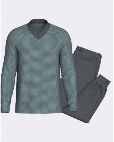 Pijama largo 100% Algodón Impetus Easeline Q12 (Green/Grey Mix)