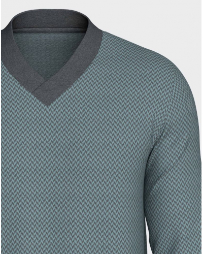 Long pyjama 100% Cotton Impetus Easeline Q12 (Green/Grey Mix)