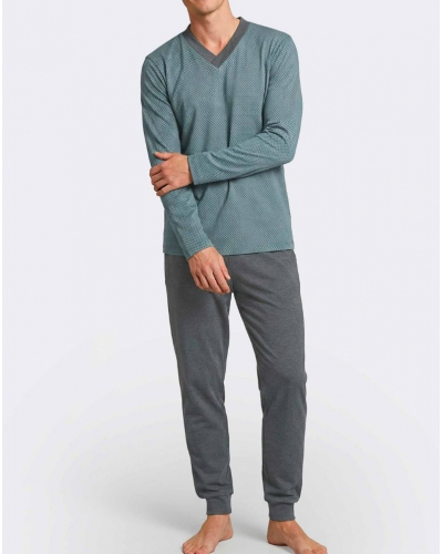 Pijama largo 100% Algodón Impetus Easeline Q12 (Green/Grey Mix)