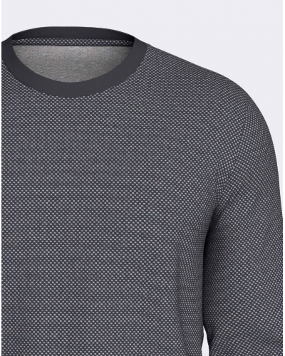 Pyjama long col V 100% Coton Impetus Domus Q13 (Imprimé Marine/Marine)