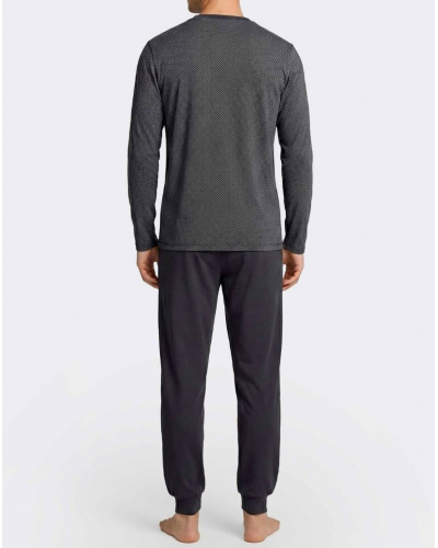 Pijama largo cuello en V 100% Algodón Impetus Domus Q13 (Imprimé Marine/Marine)