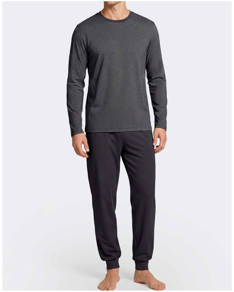 Pyjama long col V 100% Coton Impetus Domus Q13 (Imprimé Marine/Marine)