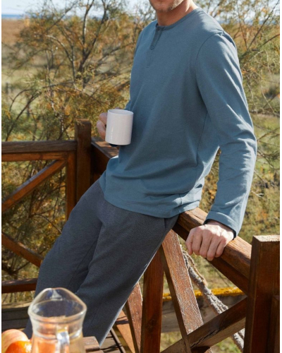 Long pyjama 100% Cotton Impetus D-Line Q16 (Light Blue/Blue)