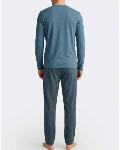 Pijama largo 100% Algodón Impetus D-Line Q16 (Light Blue/Blue)
