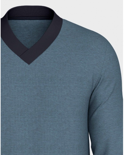 Long pyjama 100% Cotton Impetus D-Line Q16 (Blue/Navy Blue)