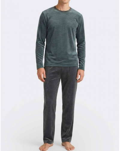 Pyjama long en Coton Impetus Stripen Q17 (Imprimé Green/Grey Mix)