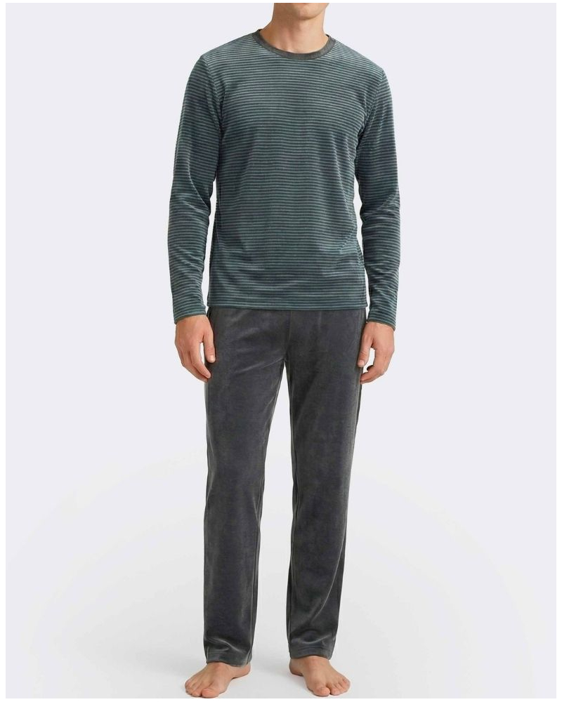 Long pyjama Cotton Impetus Stripen Q17 (Imprimé Green/Grey Mix)