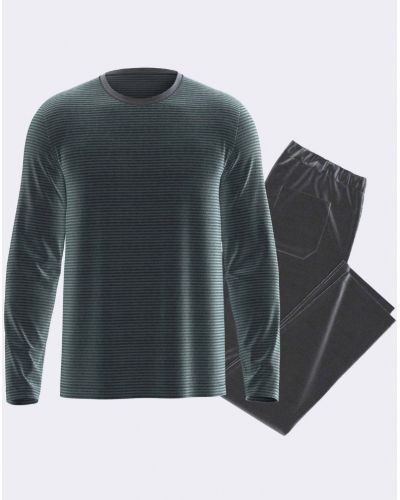 Pyjama long en Coton Impetus Stripen Q17 (Imprimé Green/Grey Mix)