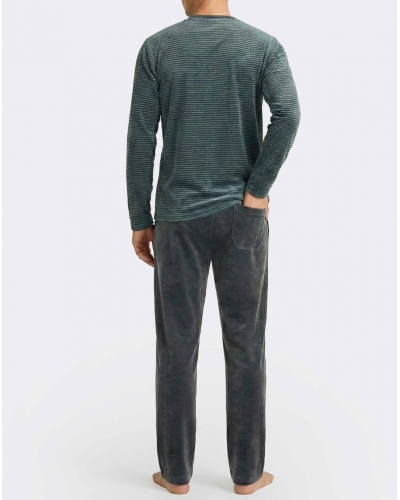 Pijama largo en Algodón Impetus Stripen Q17 (Imprimé Green/Grey Mix)