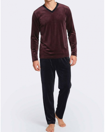 Pyjama long en Coton Impetus Stripen Q17 (Bordeaux/Navy Blue)