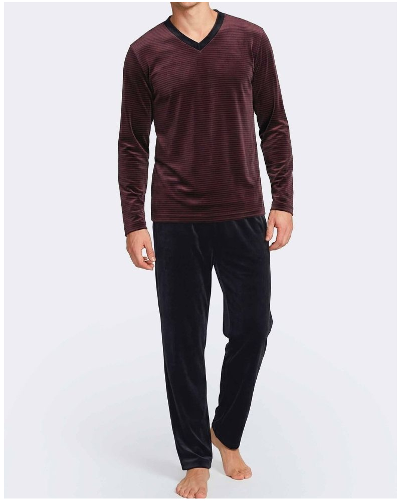 Pijama largo en Algodón Impetus Stripen Q17 (Bordeaux/Navy Blue)