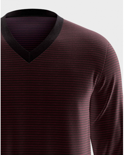 Pijama largo en Algodón Impetus Stripen Q17 (Bordeaux/Navy Blue)