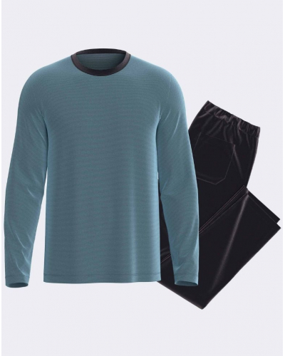 Pyjama long en Coton Impetus Native Q18 (Light Blue/Navy Blue)