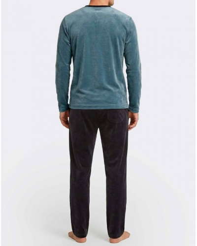 Pyjama long en Coton Impetus Native Q18 (Light Blue/Navy Blue)