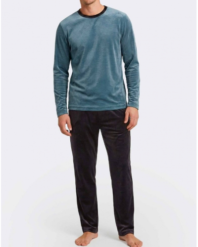 Pyjama long en Coton Impetus Native Q18 (Light Blue/Navy Blue)