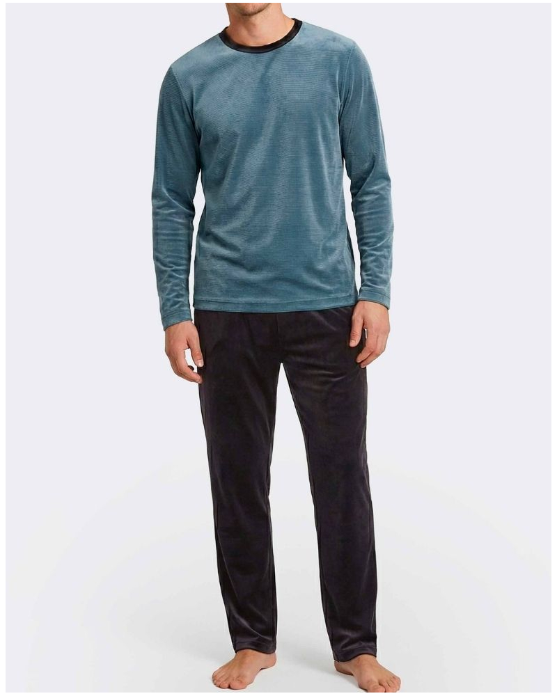 Long pyjama Cotton Impetus Native Q18 (Light Blue/Navy Blue)