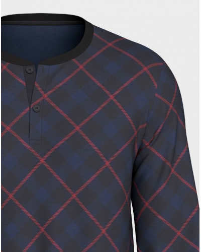 Pyjama long Coton et Modal Impetus Heritage Q20 (Carreaux/Marine)
