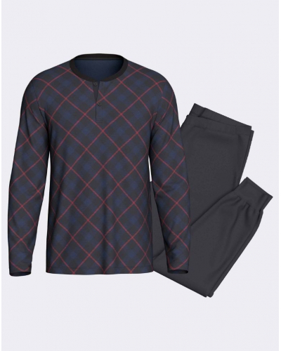 Pyjama long Coton et Modal Impetus Heritage Q20 (Carreaux/Marine)