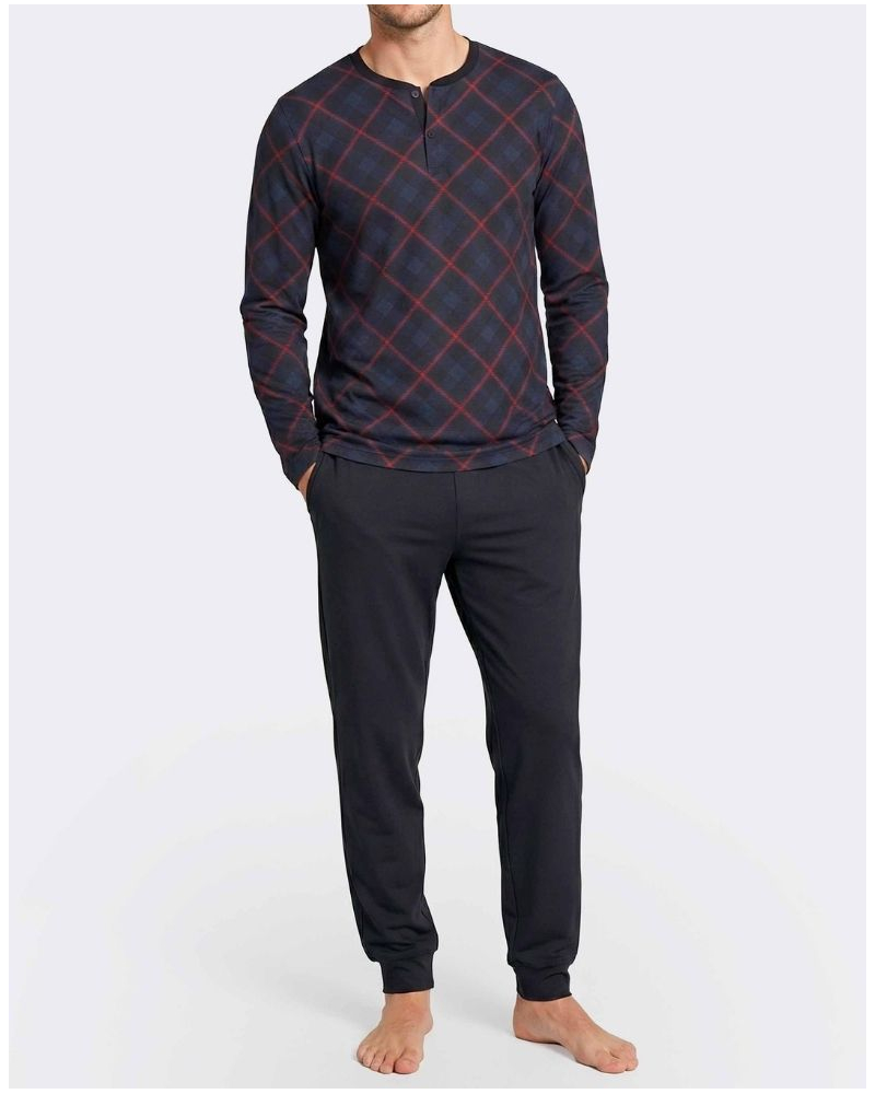 Pyjama long Coton et Modal Impetus Heritage Q20 (Carreaux/Marine)