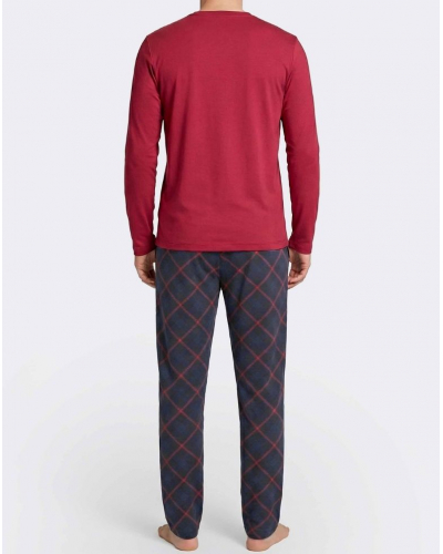 Pyjama long Coton et Modal Impetus Heritage Q20 (Red/Navy Blue)