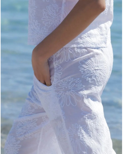 Pantalon de plage 100% Coton Antigel La Bohème (Blanc)