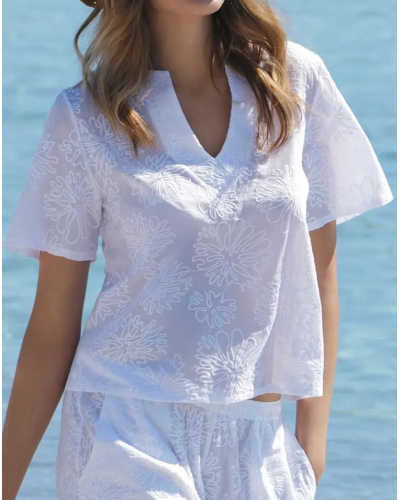 Top manches courtes 100% Coton Antigel La Bohème (Blanc)
