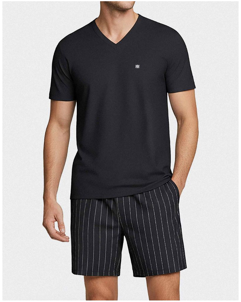 Pyjama court Coton et Modal Impetus M89 (Marine/Rayures)