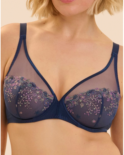 Soutien-gorge armatures décolleté plongeant Simone Pérèle Délice (Bleu Rainbow)