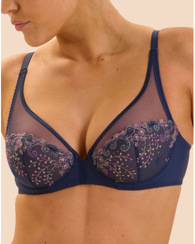 Soutien-gorge armatures décolleté plongeant Simone Pérèle Délice (Bleu Rainbow)
