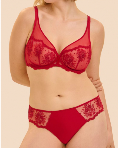 Soutien-gorge armatures décolleté plongeant Simone Pérèle Intrigue (Rouge Opéra)