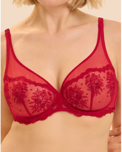 Underwired plunge bra Simone Pérèle Intrigue (Rouge Opéra)