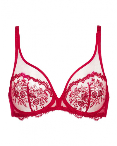 Soutien-gorge armatures décolleté plongeant Simone Pérèle Intrigue (Rouge Opéra)