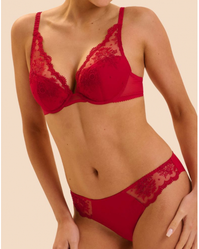 Soutien-gorge plunge push-up Simone Pérèle Intrigue (Rouge Opéra)
