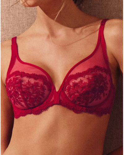Soutien-gorge plunge push-up Simone Pérèle Intrigue (Rouge Opéra)