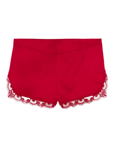 Pantalón corto de noche de seda Simone Pérèle Love Me (Rouge Opéra)