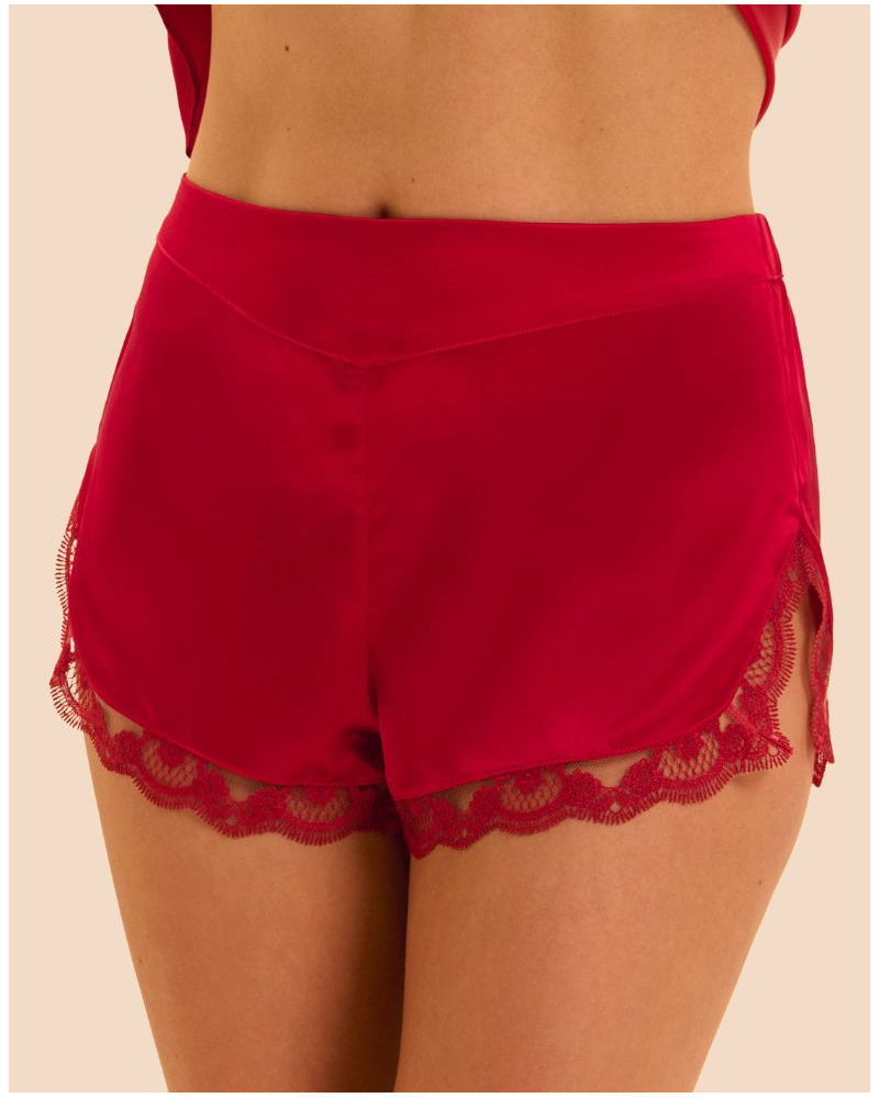 Short de nuit en soie Simone Pérèle Love Me (Rouge Opéra)