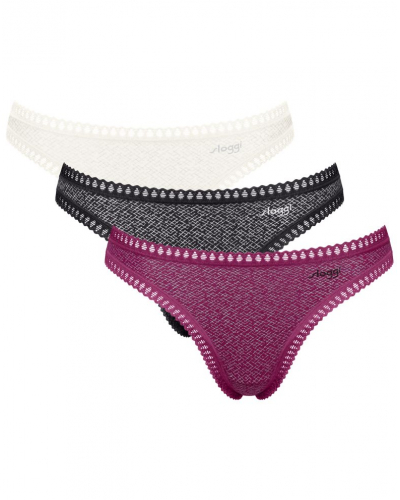 Thong cotton Sloggi Go Crush (Pack of 3) (Blanc/Noir/Violet)