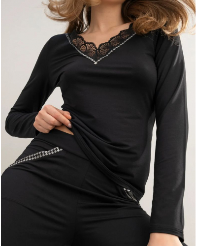 Long-sleeved V-neck t-shirt Antigel Icone Business (Pied de Poule)