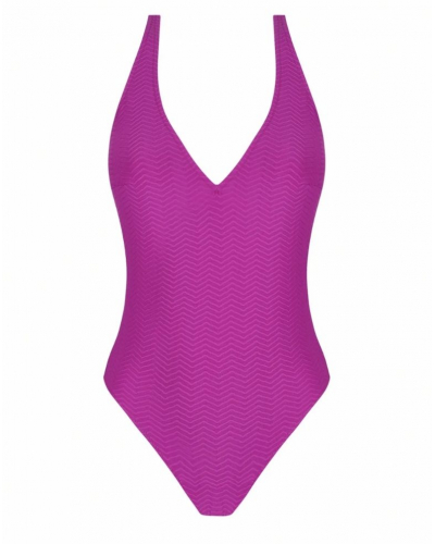 One-piece swimsuit Antigel La ZigZag (Mauve)