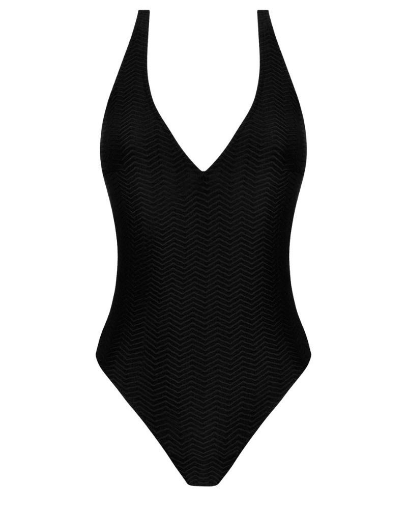 Traje de baño una pieza sin aros Antigel La ZigZag (Negro)