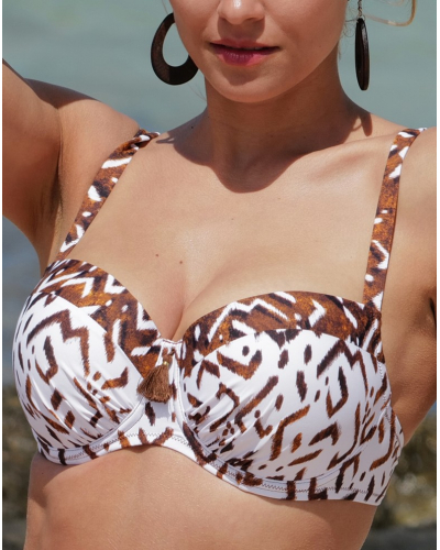 Soutien-gorge de bain coque bonnet profond Antigel La Chamane (Ethno Blanc)