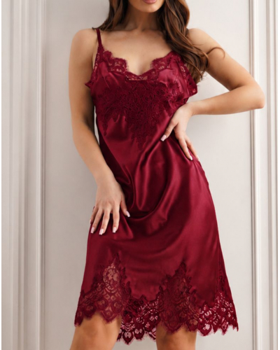 Silk Satin Nightgown Komilfo Garnet (Bordo)