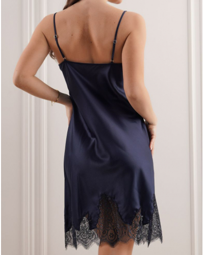 Camisón de satén de seda Komilfo Saphire (Dark Blue)