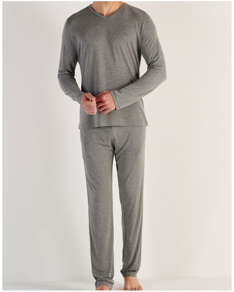 Pijama largo 100% modal HOM Cocooning (Gris)