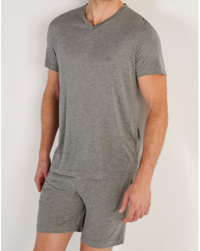 Pijama largo cuello V 100% modal HOM Cocooning (Gris)