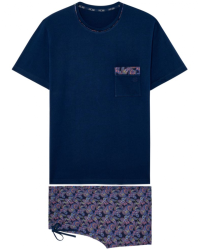 Short pajama 100% Cotton HOM Ringo (Motifs Cachemires)