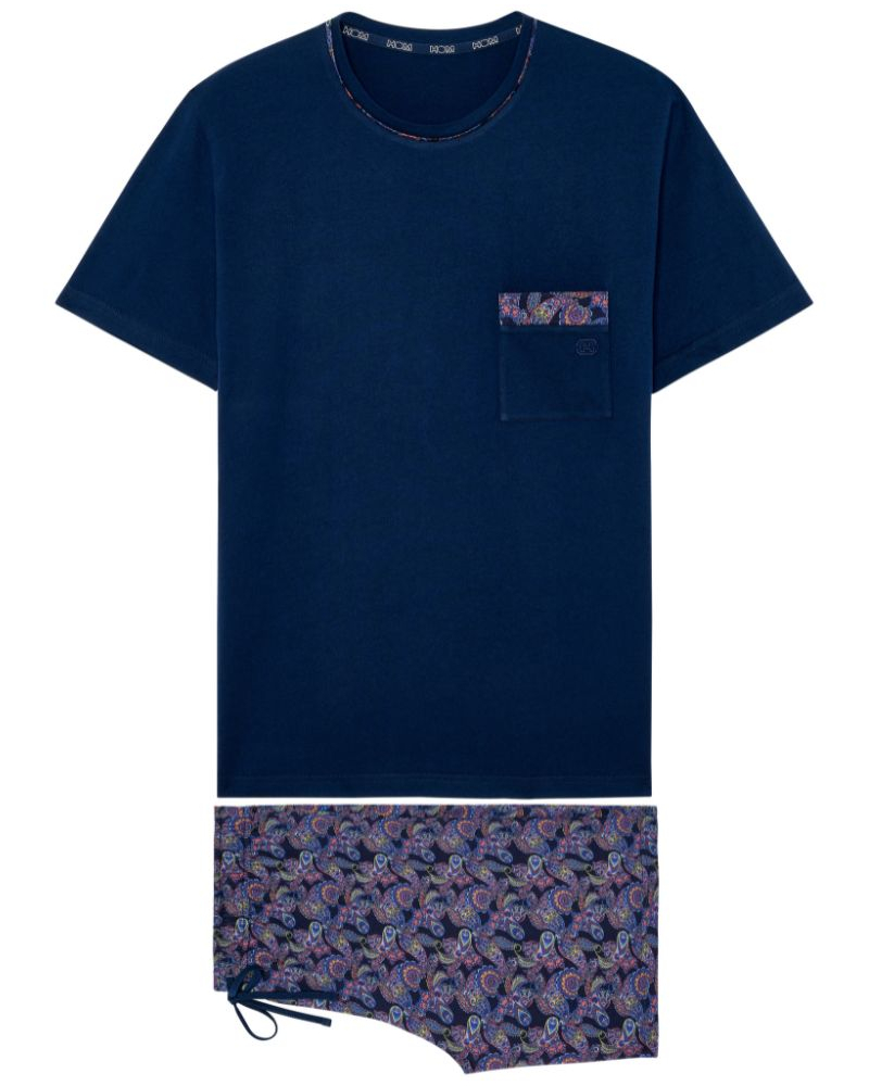 Pyjama court 100% Coton HOM Ringo (Motifs Cachemires)