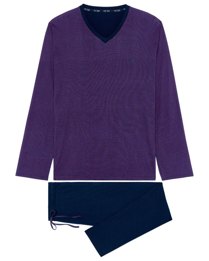Pyjama long en Modal Coton HOM Fats (Imprimé Bicolore)