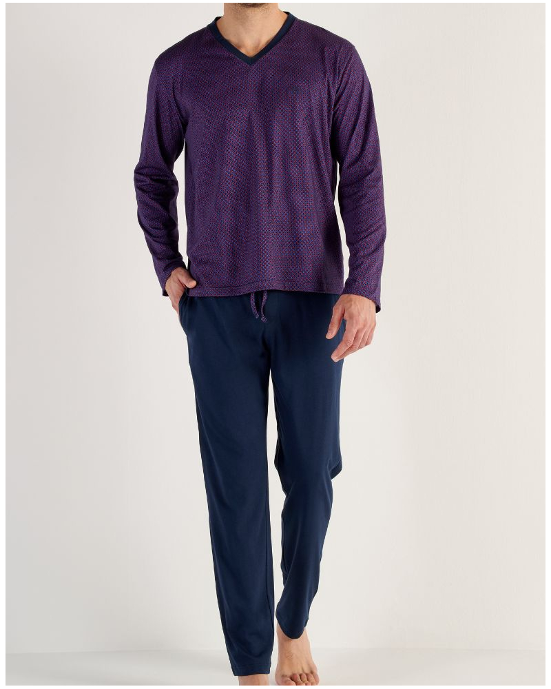 Long pyjama in Modal Cotton HOM Fats (Imprimé Bicolore)