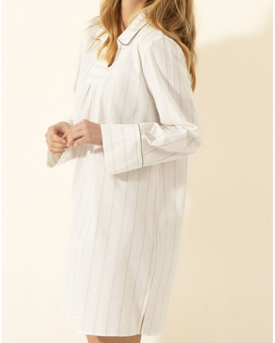 Nightdress 100% Cotton Warp and Weft Le Chat Astrée (Ecru)